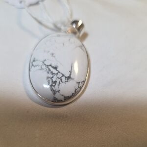 Elegant White and Gray Pendant Set In Sterling Silver.